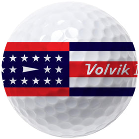 Volvik Vista3 USA Patriot Edition resting on green ready for play