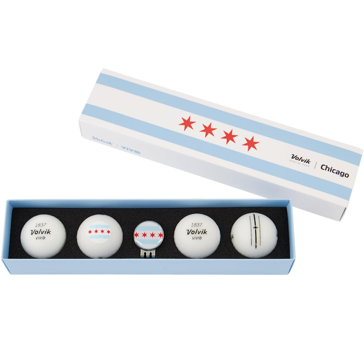 Volvik Vivid City Chicago 4-pack front view with city-inspired graphics for collectible style