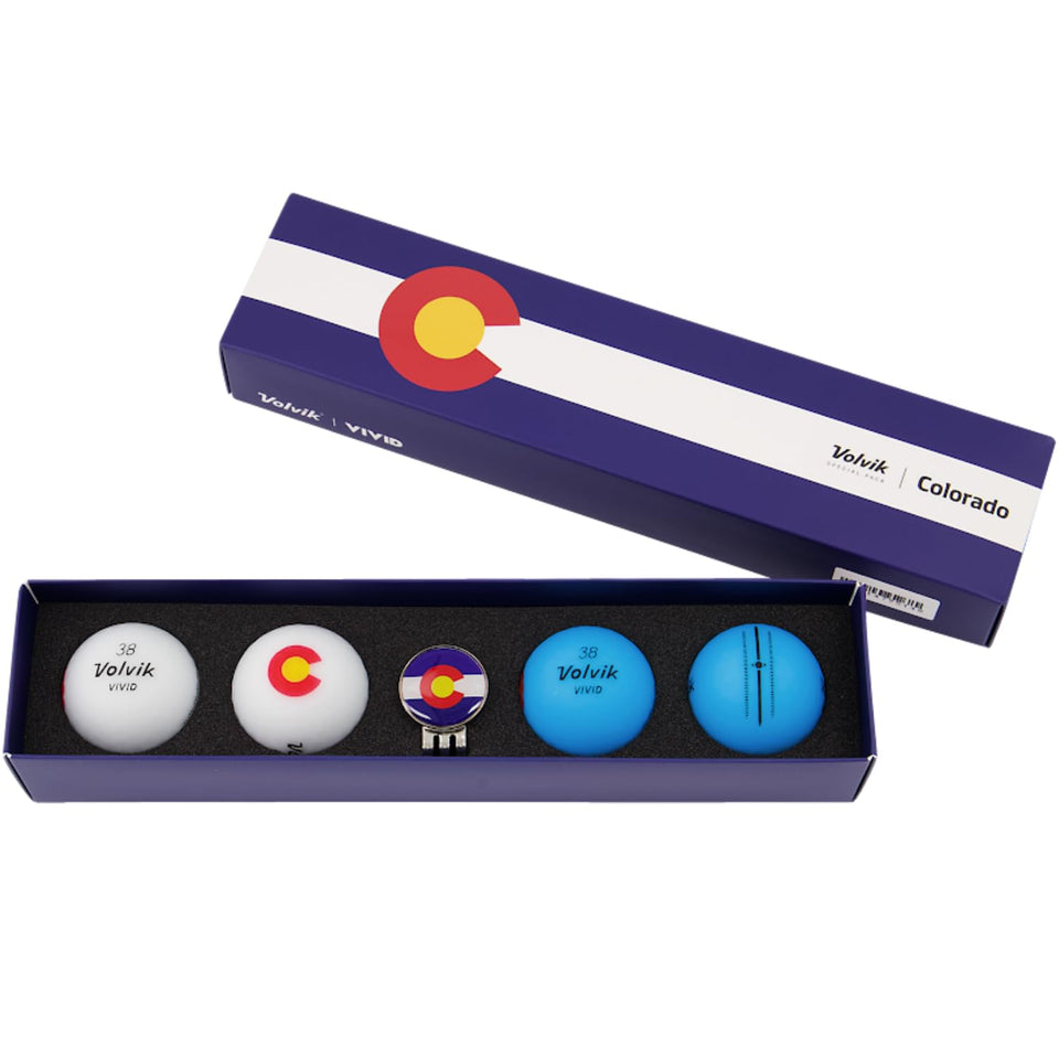 Volvik Vivid City Colorado ball showcases bold city design for on-course pride and easy tracking.