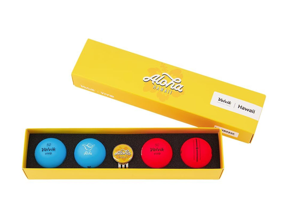 Volvik Vivid City Edition golf ball gift set with Hawaii graphics for travel-inspired play.