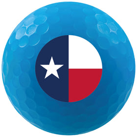 Volvik Vivid City Texas Edition ball in flight, showcasing bright visibility on course.
