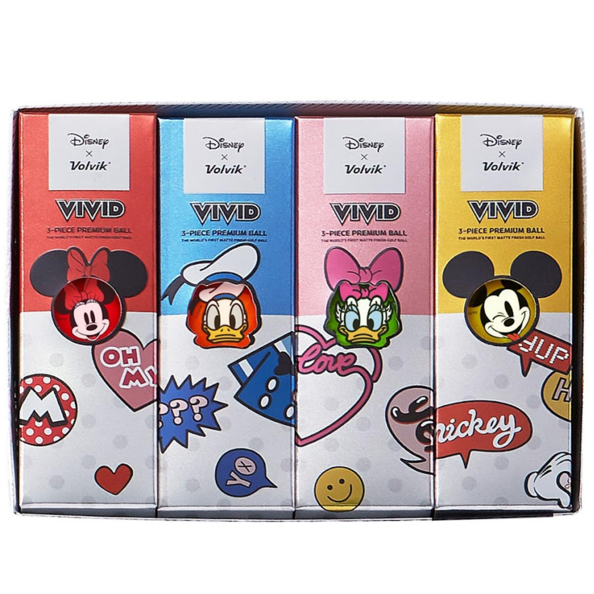 Mickey ball closeup shows high-visibility matte colors for easy tracking