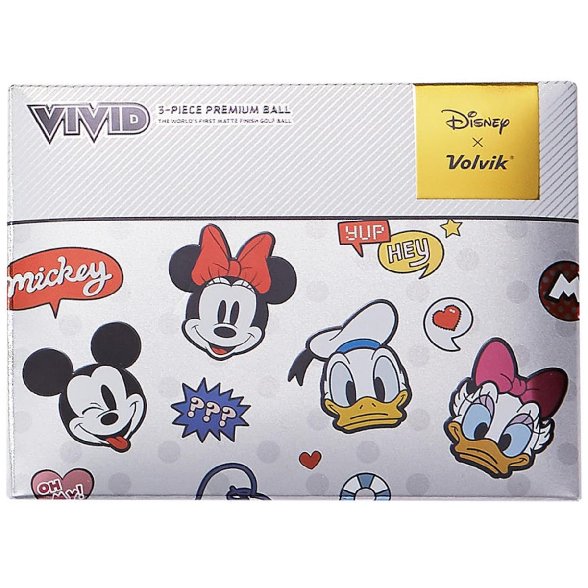 Volvik Vivid Disney Dozen packaging closeup with Mickey for gift appeal