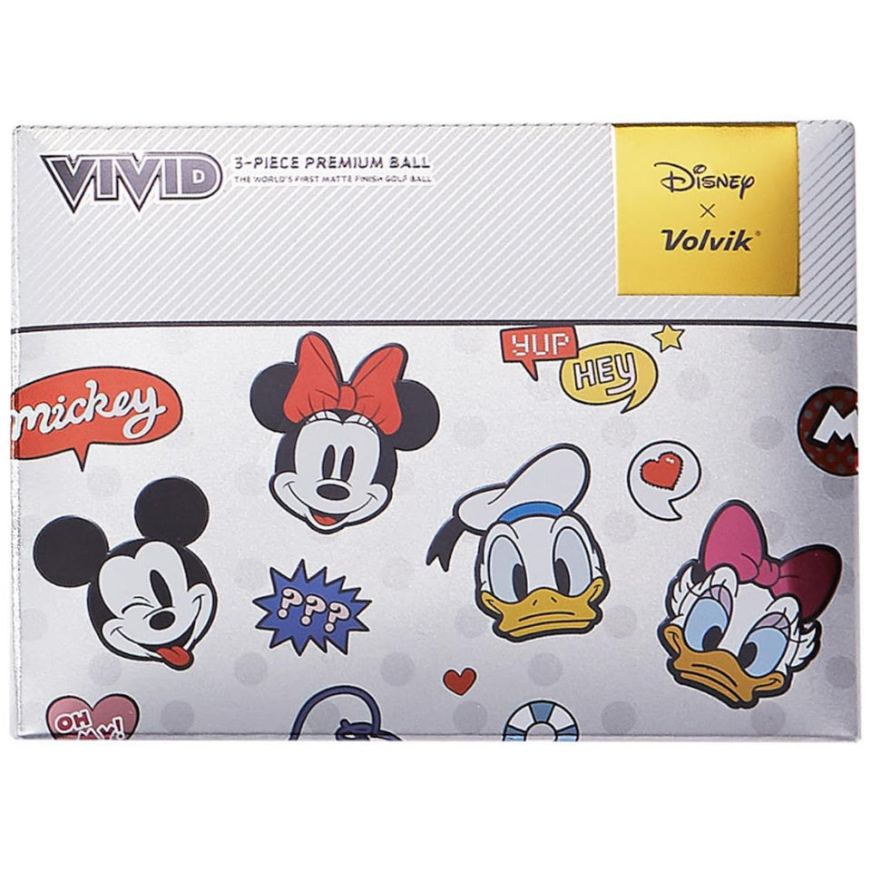 Volvik Vivid Disney Dozen packaging closeup with Mickey for gift appeal