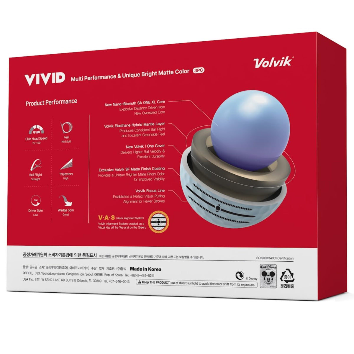 Volvik Vivid durable cover supports spin and greenside control.