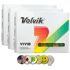 Volvik VIVID golf balls with bright matte finish for high visibility on sunny days.