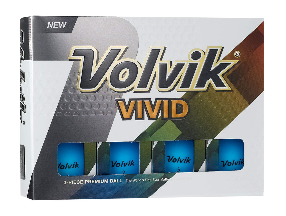 Volvik Vivid matte blue golf ball close-up for better visibility on the course
