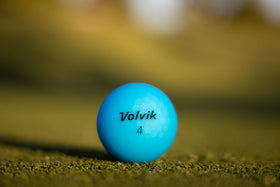 Volvik Vivid matte blue golf balls in flight offer improved tracking.