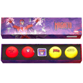Volvik Vivid Marvel Magneto 4-pack in a gift box, perfect for fans and golfers.