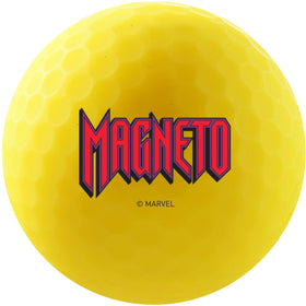 Close-up of Volvik Vivid Marvel Magneto ball designs featuring bold hero imagery.