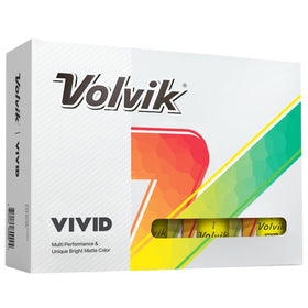 Volvik Vivid matte golf balls yellow pack enhance on-course visibility.