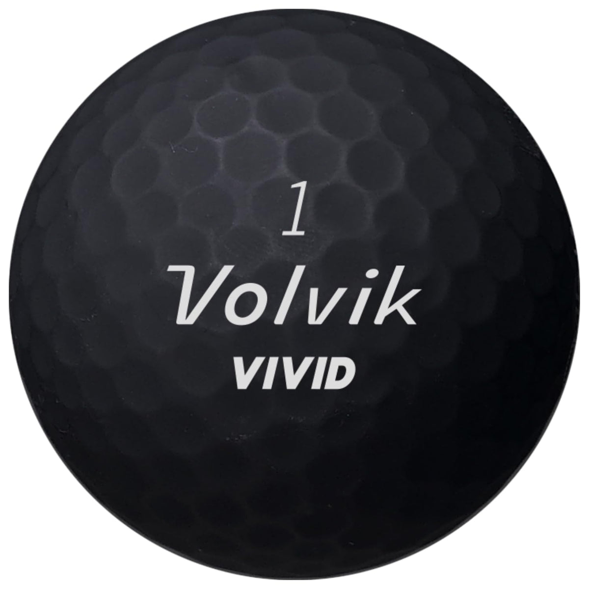 Volvik Vivid matte balls black close-up showing durable coating aids tracking in bright light.