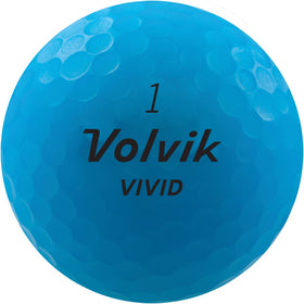 Close-up of Volvik Vivid matte blue ball showing vibrant color and finish.