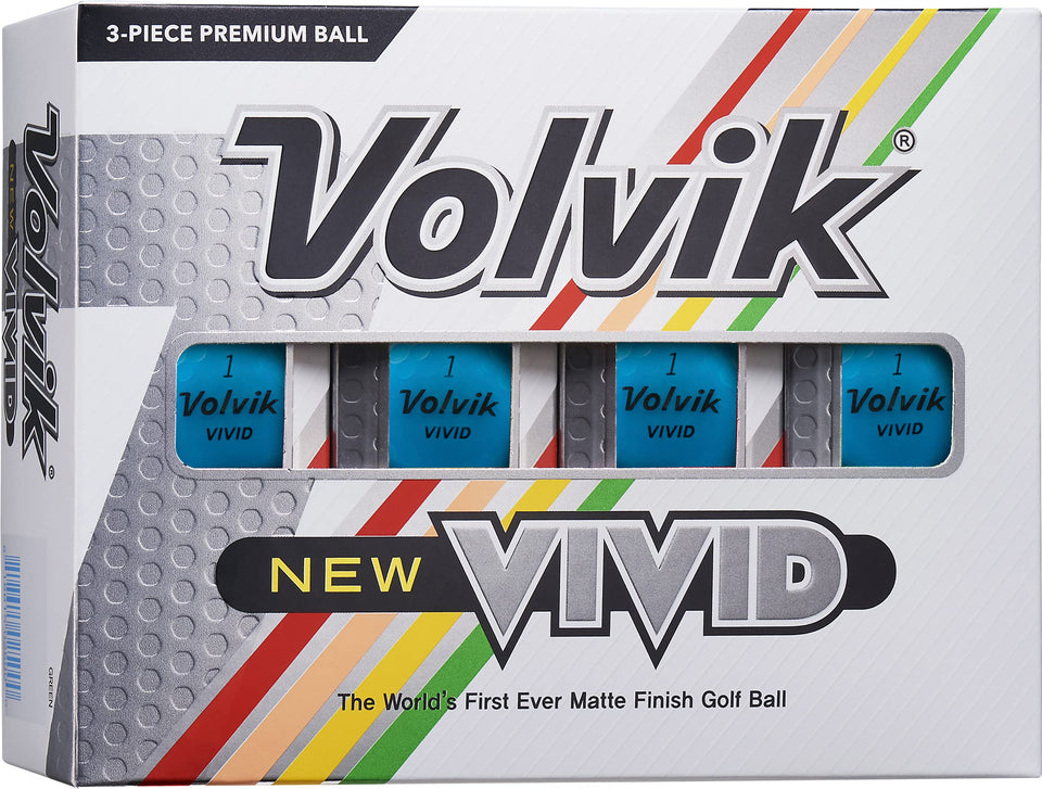 Volvik Vivid matte blue golf ball in flight with high visibility.