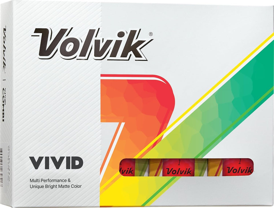 Volvik Vivid matte golf balls in red packaging for better visibility on course