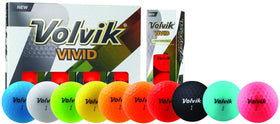 Volvik Vivid Matte Purple ball pack displays color options for visibility