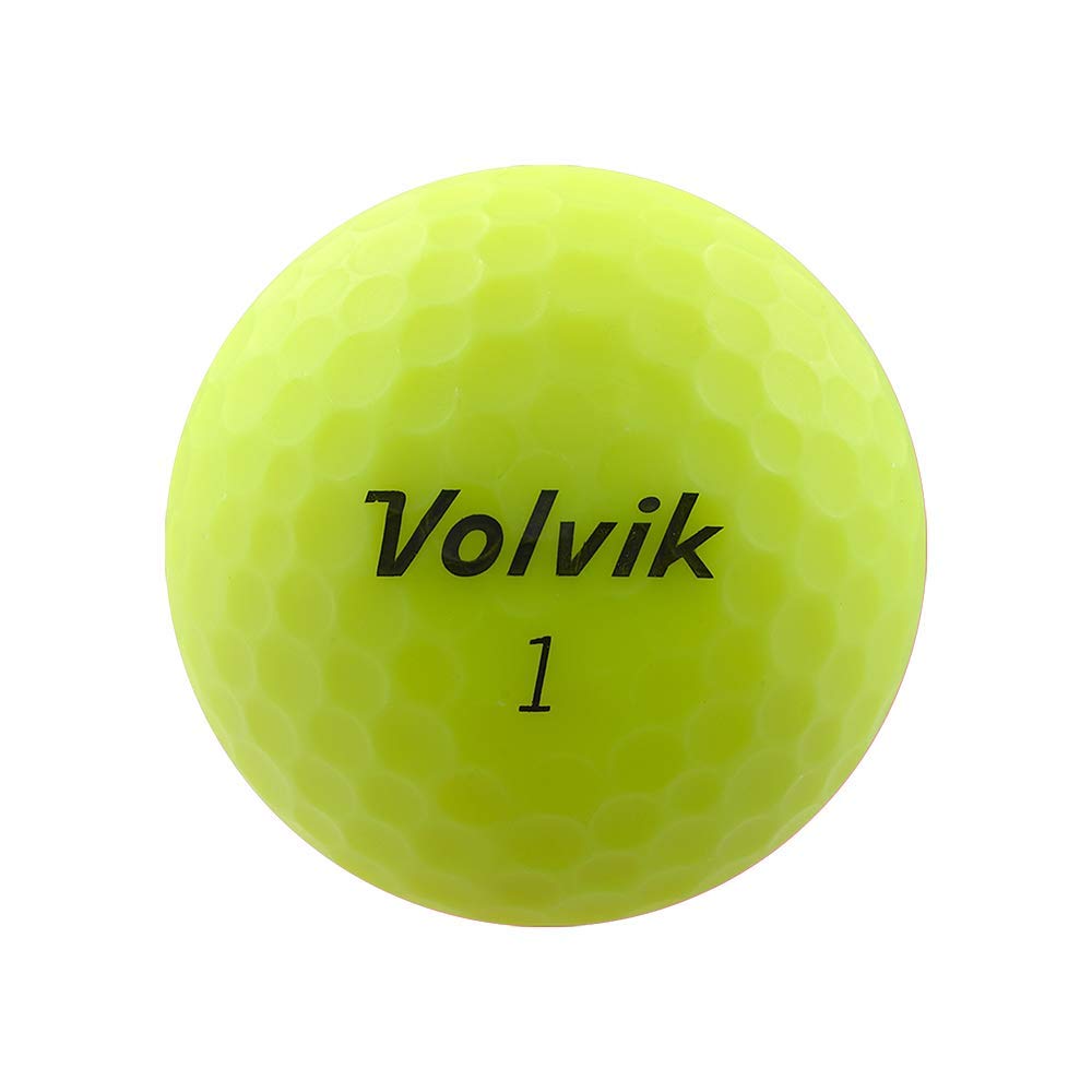 Volvik Vivid matte yellow golf ball side view, enhanced tracking on sunny courses