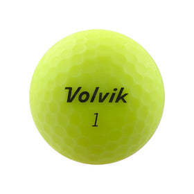 Volvik Vivid matte yellow golf ball side view, enhanced tracking on sunny courses