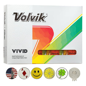 Volvik VIVID orange golf balls bundle promotes bright visibility for quick tracking from tee to green.