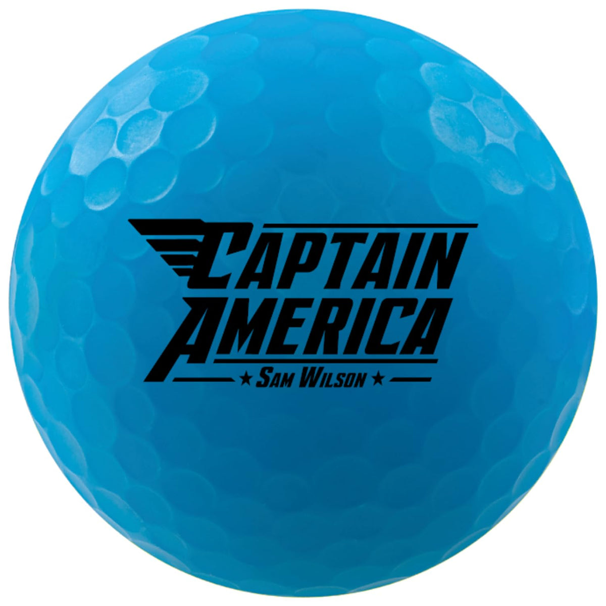 Volvik Vivid Soft Captain America ball closeup showing bright color and soft feel.