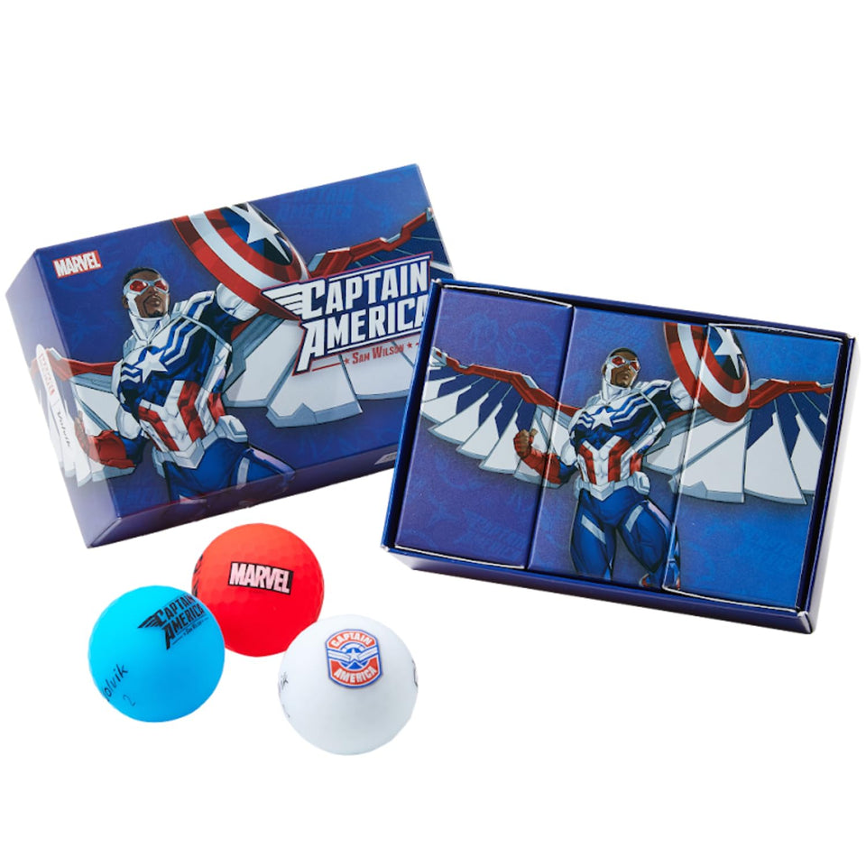 Volvik Vivid Soft Captain America balls pack with bold color for easy course visibility.