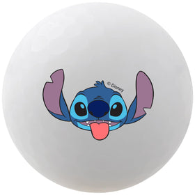 Stitch-themed Volvik Vivid Soft ball on green with high-visibility colors for tracking.