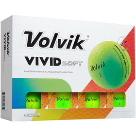 Volvik Vivid Soft golf balls green close-up highlighting durable I2 cover for control