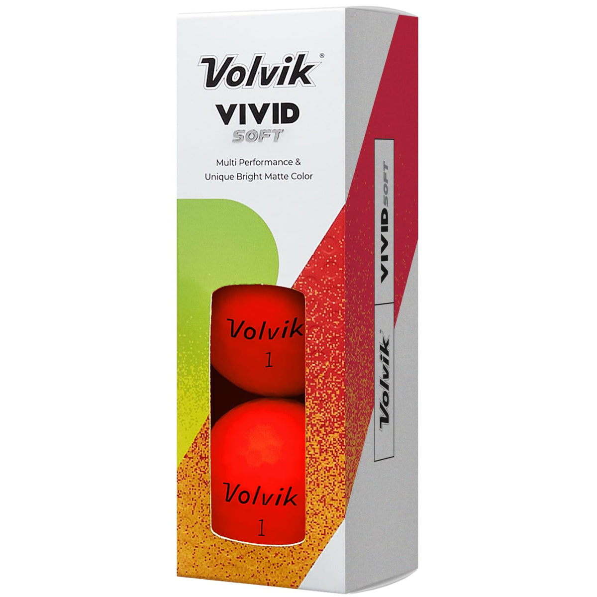 Volvik Vivid Soft Red ball close-up showing I2 cover for durable feel
