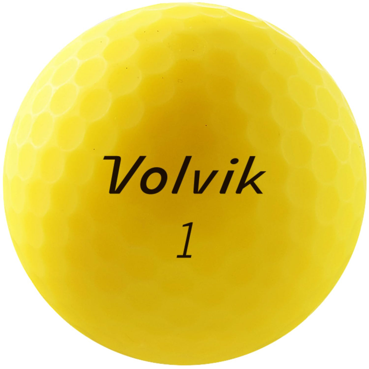 Volvik Vivid Soft Golf Balls yellow ball-closeup shows soft matte finish for responsive feel.