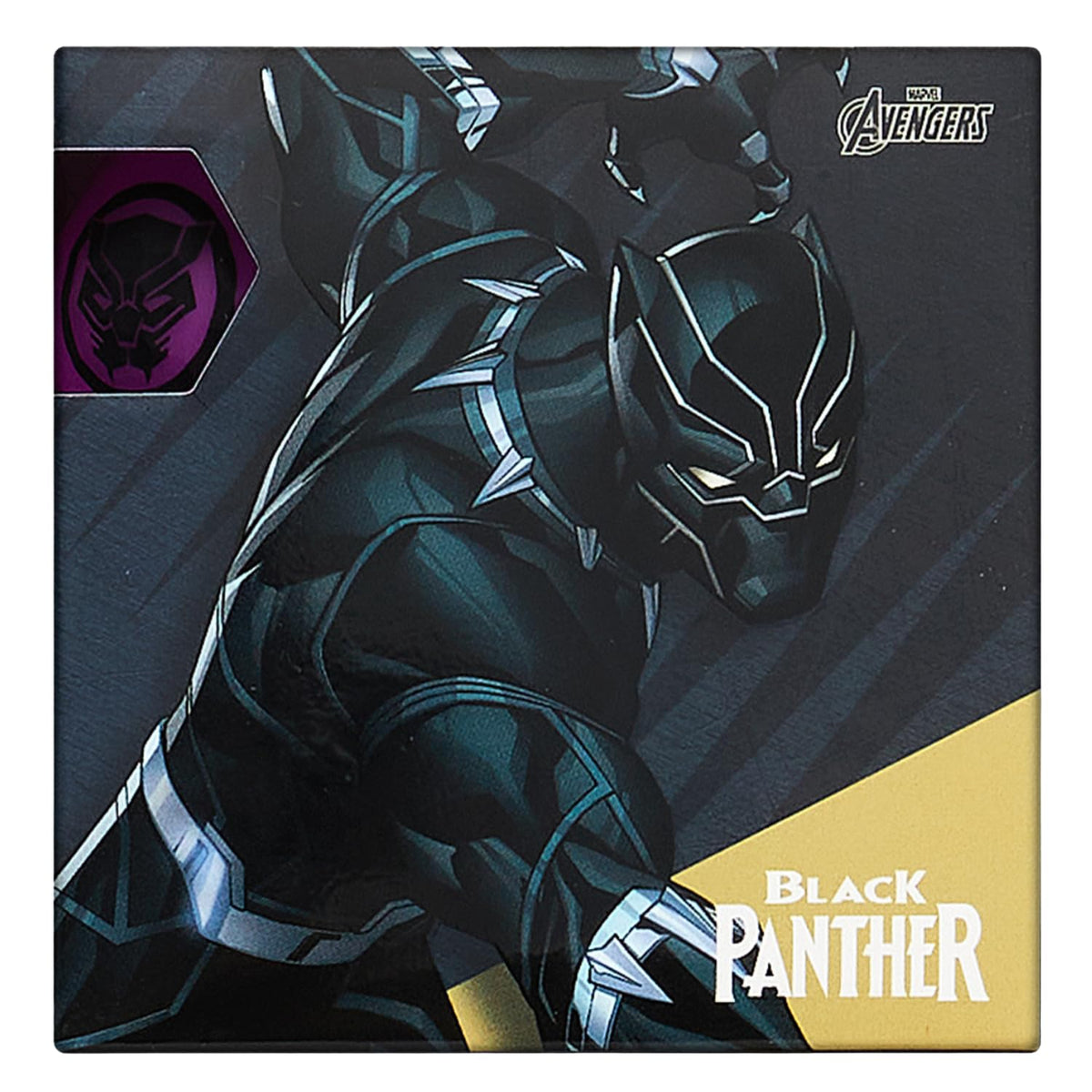 Volvik Vivid Soft Marvel Black Panther golf balls front view showcasing collectible graphics for display or play.