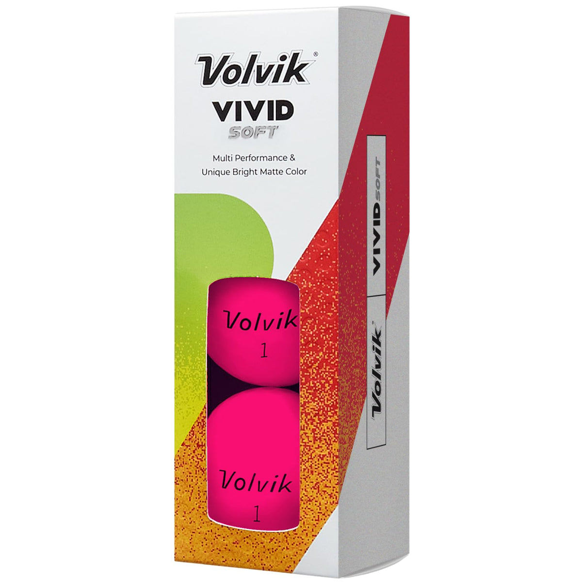 Volvik Vivid Soft pink balls close-up shows 322-dimple design for stable flight