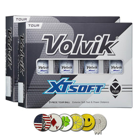 Volvik XT Soft Extreme golf balls bundle with two dozen white balls for distance and soft feel.
