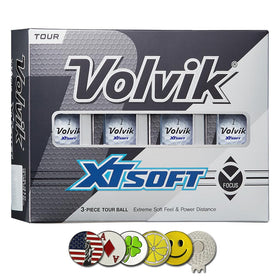 Volvik XT Soft Extreme white ball pack shot showing consistent distance and feel