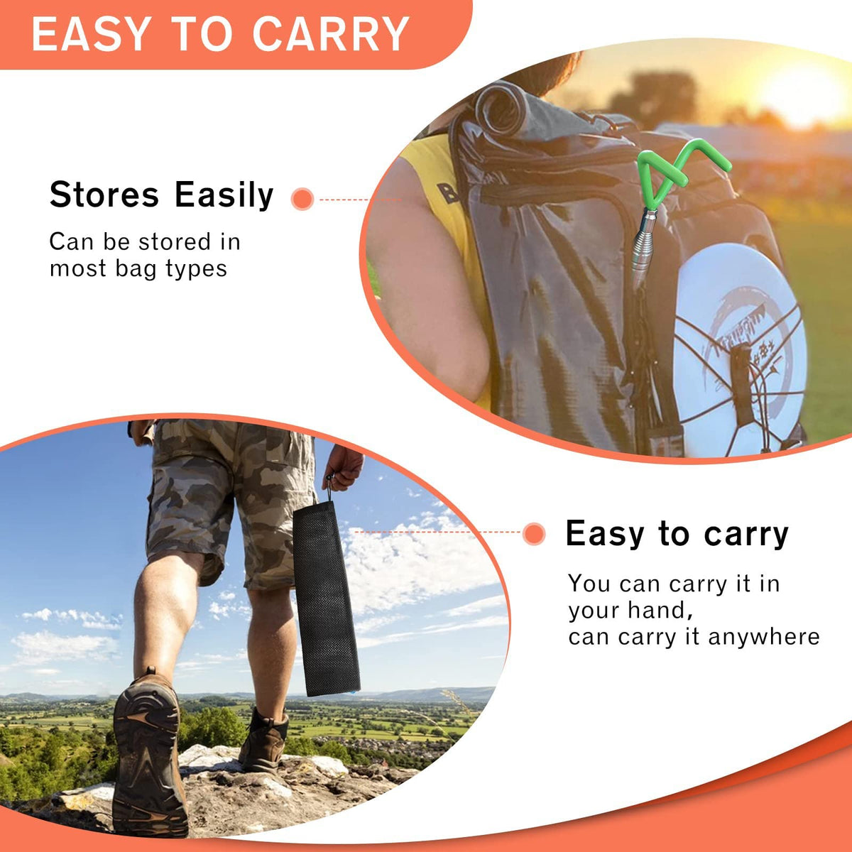VOOADA Disc Golf Retriever rim-hook design for safe disc grabs.