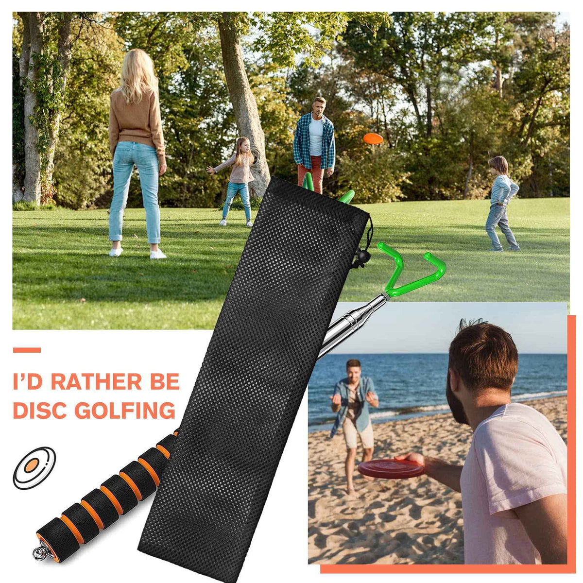 VOOADA Disc Golf Retriever with stainless-steel telescoping sections.