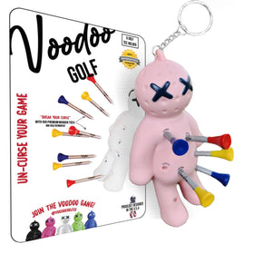 Voodoo Golf Ball Tee Holder front view in Baby Pink showing compact keychain design.