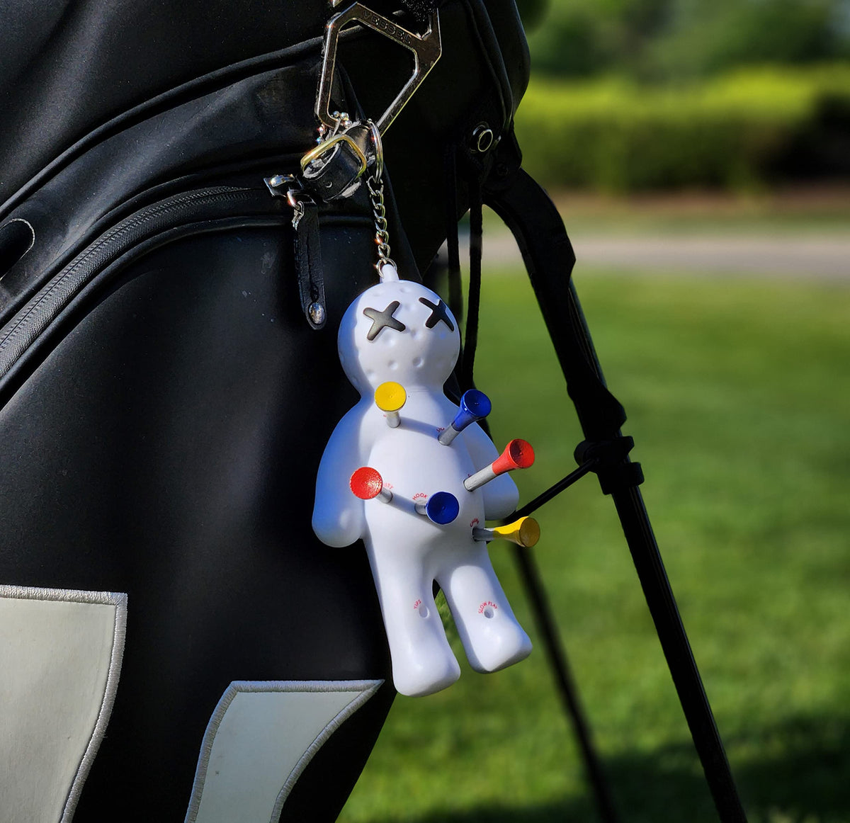 Voodoo Golf tee holder closeup shows durable construction.
