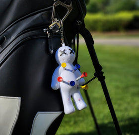 Voodoo Golf tee holder closeup shows durable construction.