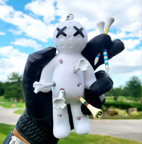 Voodoo Golf tee holder durable build on golf bag.