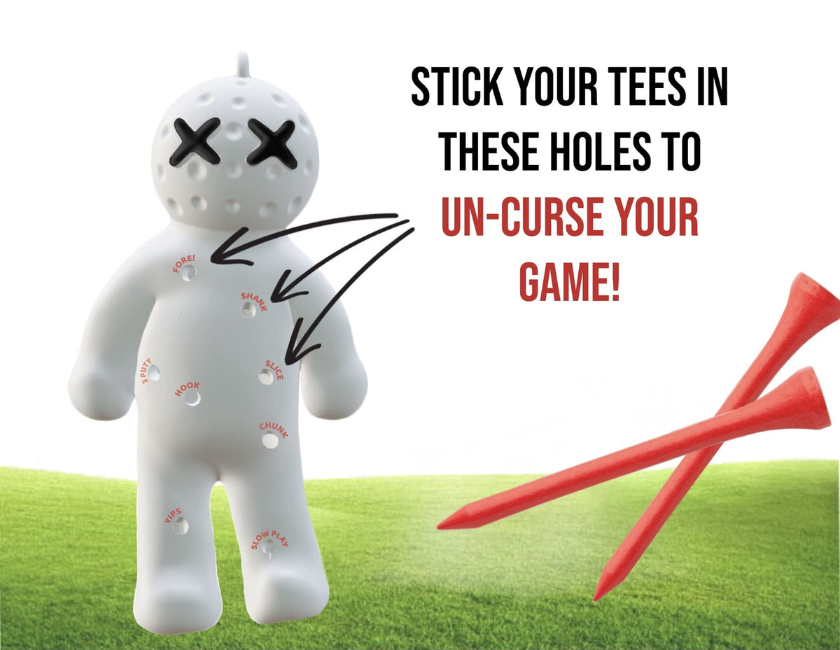Voodoo Golf tee holder on bag provides quick access to tees.