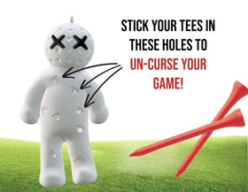 Voodoo Golf tee holder on bag provides quick access to tees.