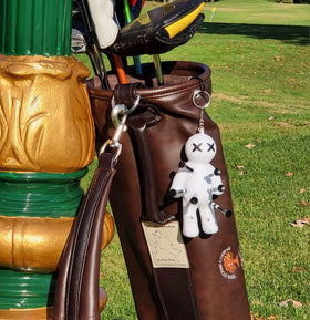 Voodoo Golf tee holder keeps up to eight tees accessible.