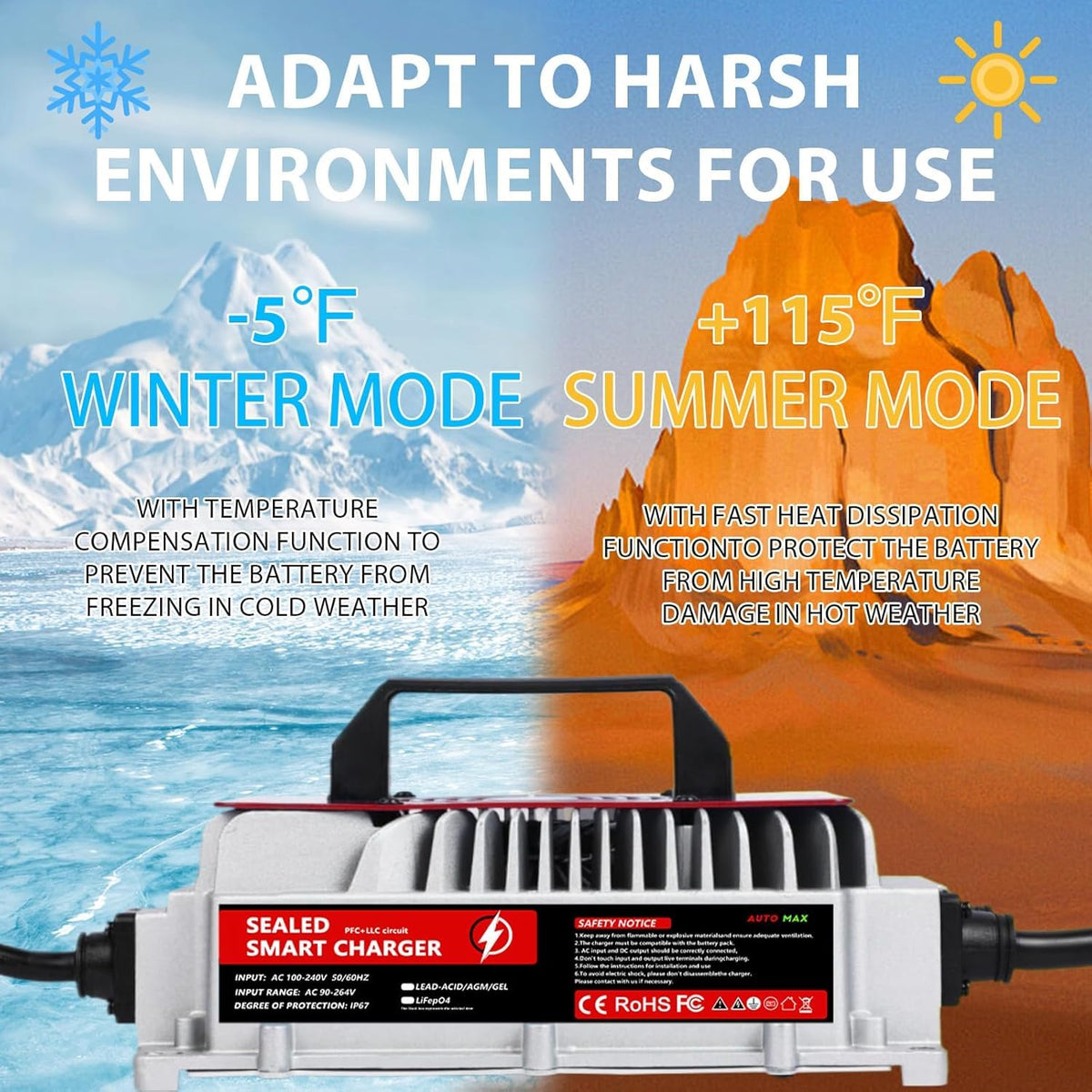 Voolex maintains charge automatically with maintenance mode to help protect batteries.