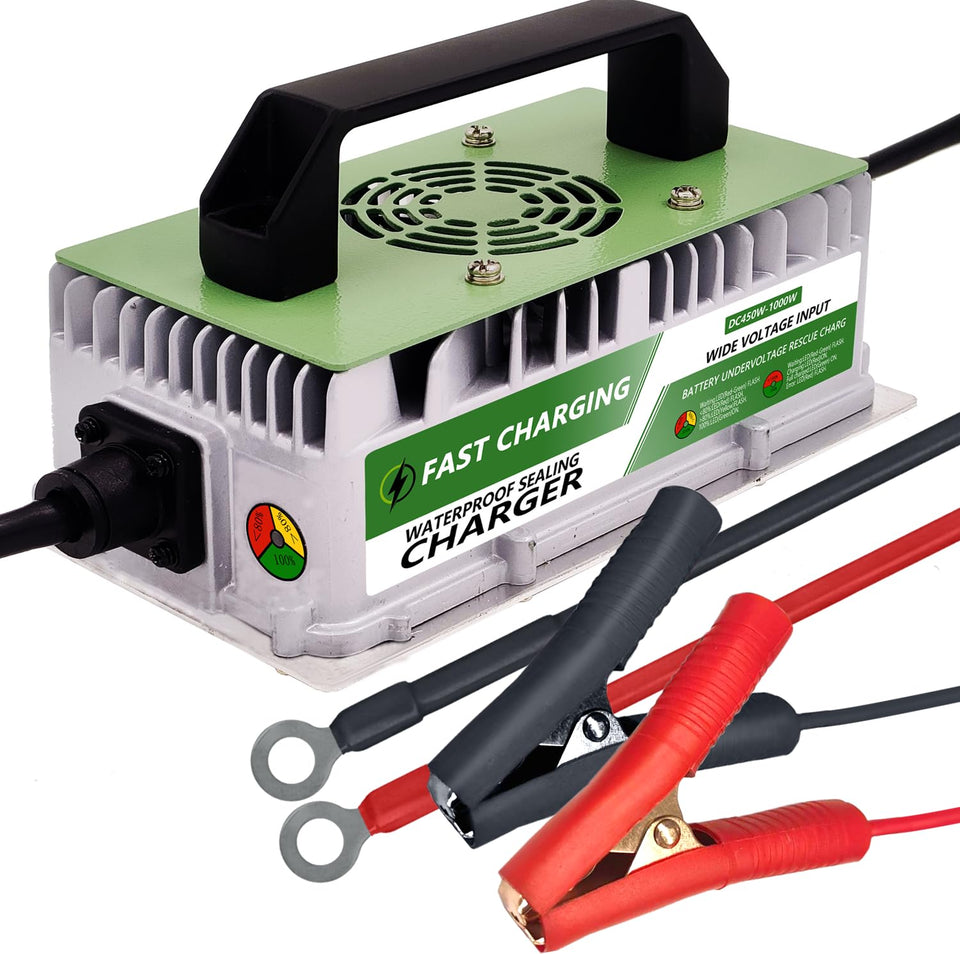 Voolex battery charger front view for RVs and boats recharging.