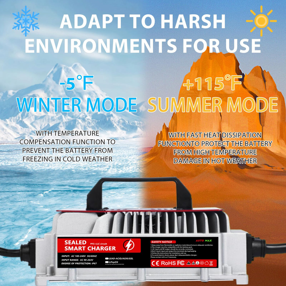 Voolex cooling system keeps the charger cool during operation