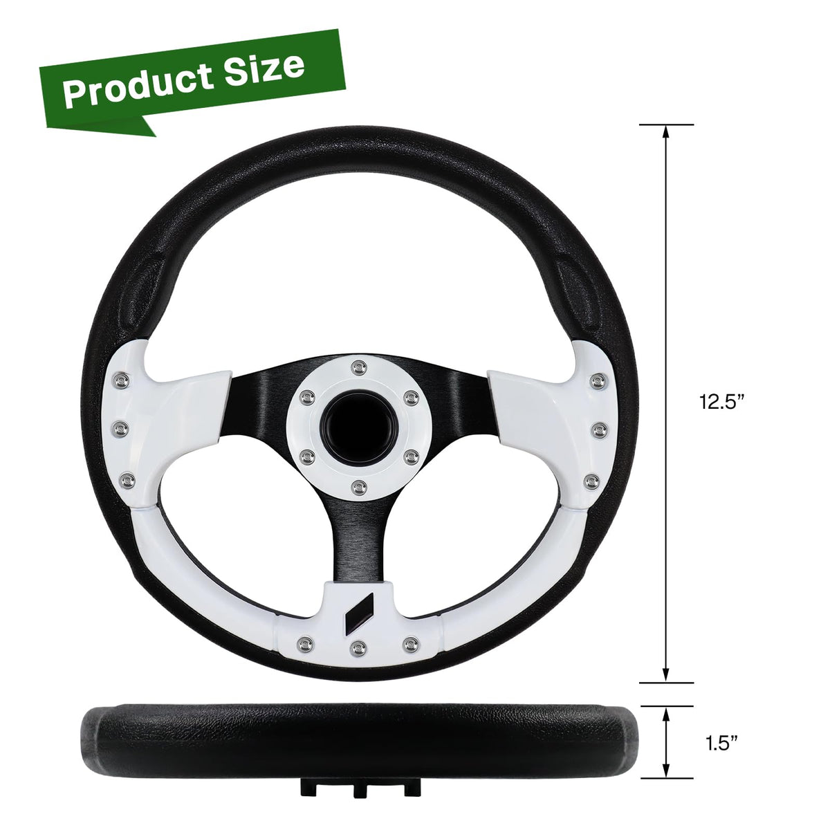 VOONKE white steering wheel adds a modern look to golf carts