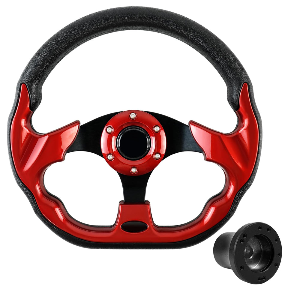 VOONKE steering wheel D-bottom in red for DS carts improves grip and control.