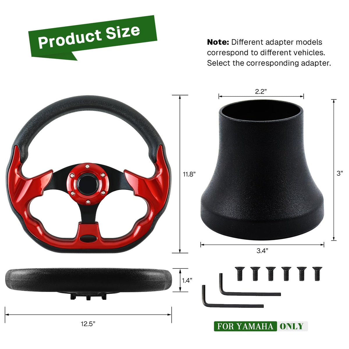 VOONKE steering wheel kit with adapter enables quick, mod-free upgrades for Yamaha carts