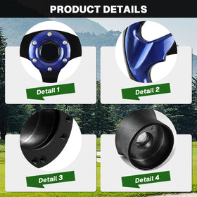 Close-up of the PVC steering wheel grip in blue for non-slip comfort