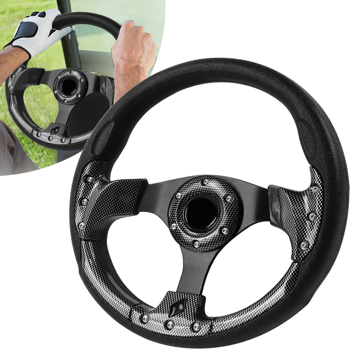 VOONKE universal steering wheel with ergonomic grip for improved course control.